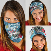 Hawaii Santa Skeleton Surfing Personalized Neck Gaiter Mele Kalikimaka i Iulai!
