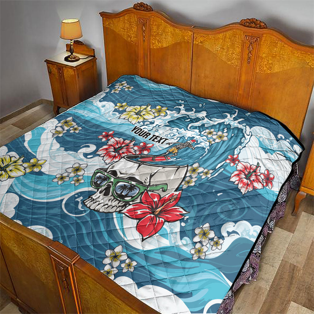 Hawaii Santa Skeleton Surfing Personalized Quilt Mele Kalikimaka i Iulai!
