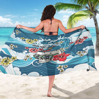 Hawaii Santa Skeleton Surfing Personalized Sarong Mele Kalikimaka i Iulai! LT9 - Polynesian Pride