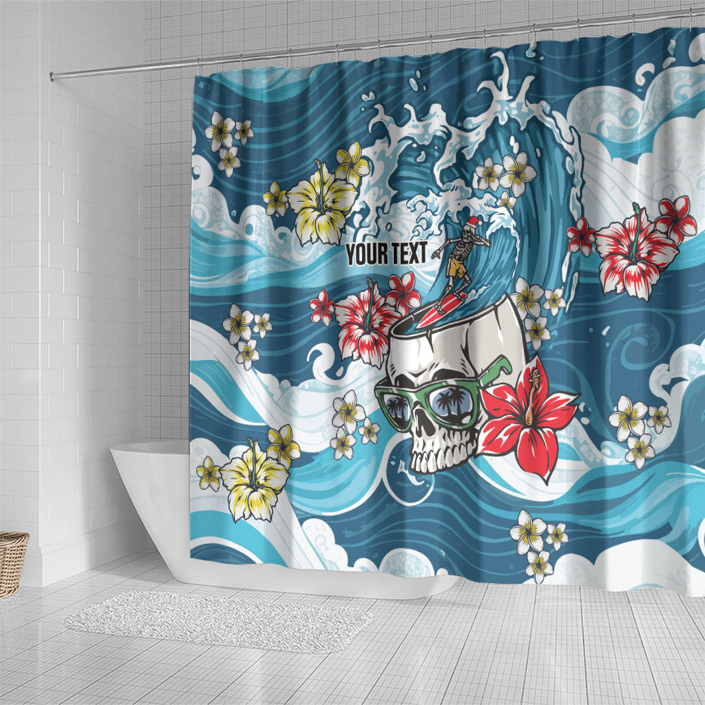 Hawaii Santa Skeleton Surfing Personalized Shower Curtain Mele Kalikimaka i Iulai! LT9 - Polynesian Pride