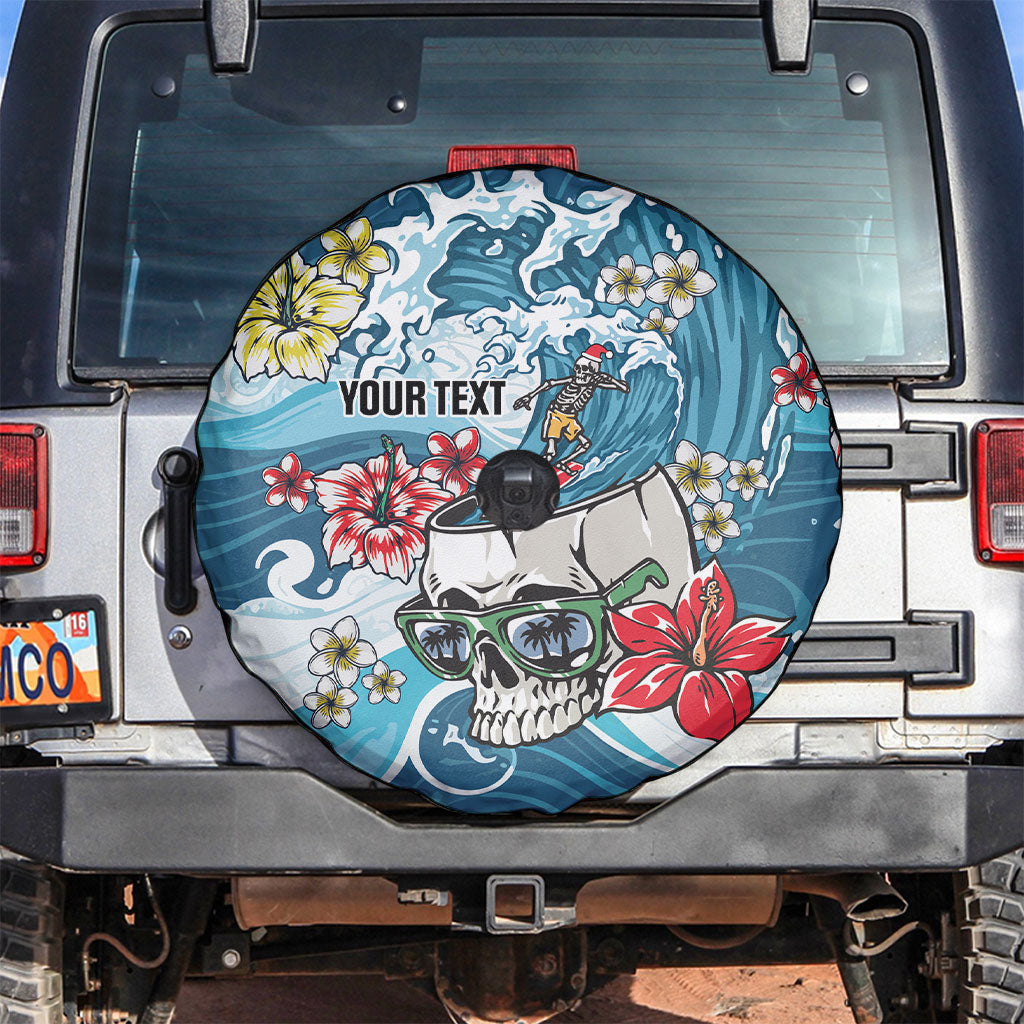 Hawaii Santa Skeleton Surfing Personalized Spare Tire Cover Mele Kalikimaka i Iulai!
