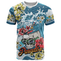 Hawaii Santa Skeleton Surfing Personalized T Shirt Mele Kalikimaka i Iulai! LT9 Blue - Polynesian Pride