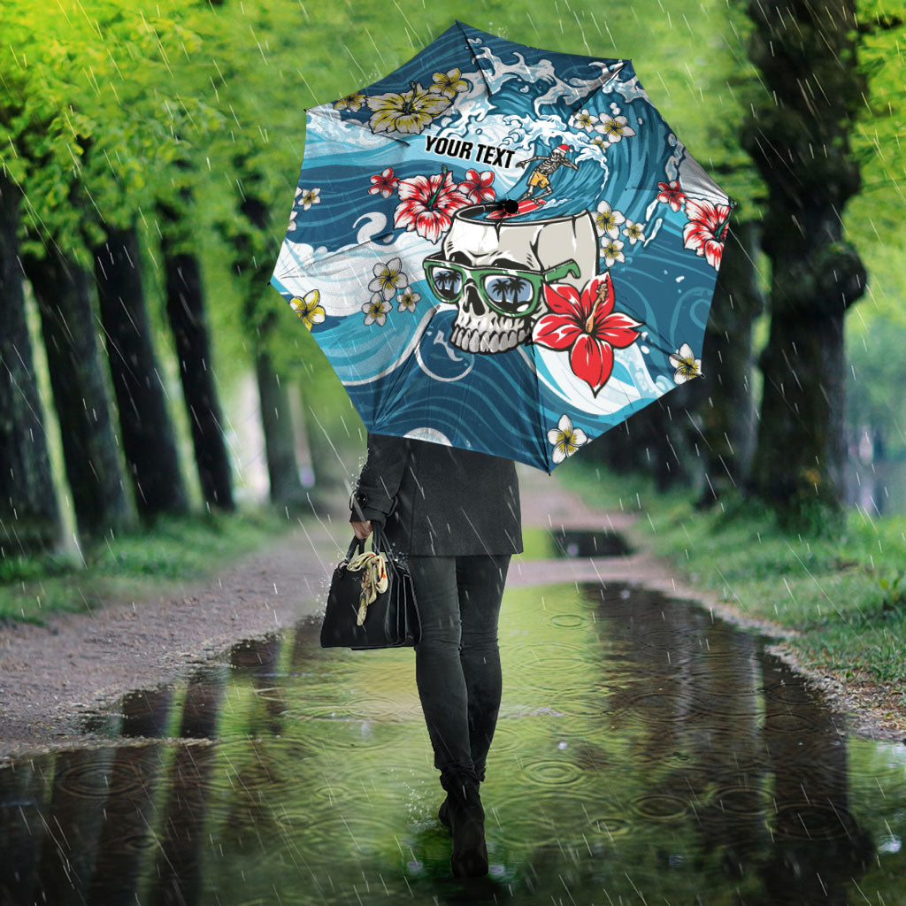 Hawaii Santa Skeleton Surfing Personalized Umbrella Mele Kalikimaka i Iulai!