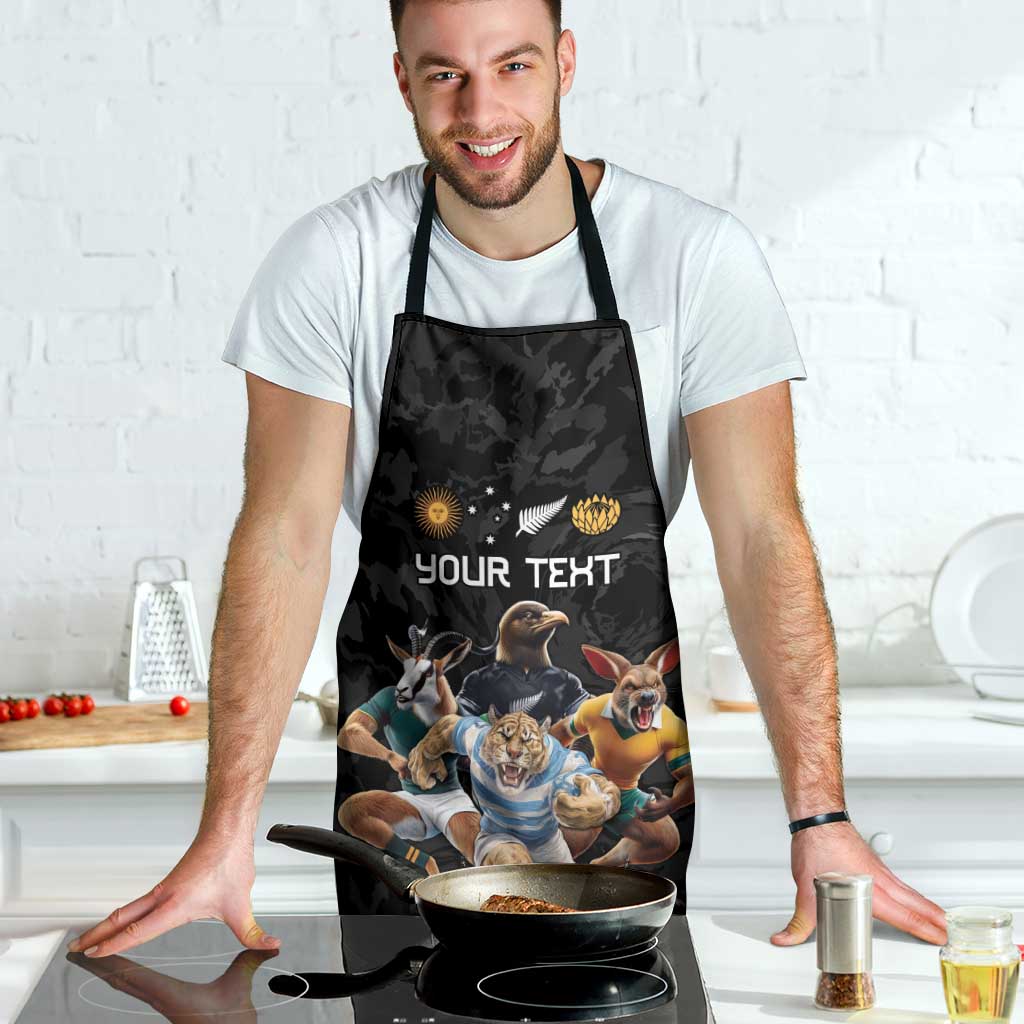 Custom Rugby Southern Hemisphere Apron Argentina AUNZ South Africa Mascot Black - Polynesian Pride