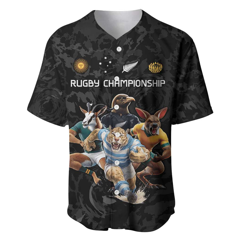 Custom Rugby Southern Hemisphere Baseball Jersey Argentina AUNZ South Africa Mascot Black - Polynesian Pride