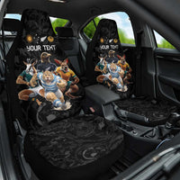 Custom Rugby Southern Hemisphere Car Seat Cover Argentina AUNZ South Africa Mascot Black LT9 One Size Black - Polynesian Pride