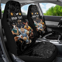 Custom Rugby Southern Hemisphere Car Seat Cover Argentina AUNZ South Africa Mascot Black LT9 - Polynesian Pride
