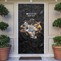 Custom Rugby Southern Hemisphere Door Cover Argentina AUNZ South Africa Mascot Black LT9 Black - Polynesian Pride