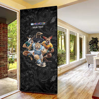 Custom Rugby Southern Hemisphere Door Cover Argentina AUNZ South Africa Mascot Black LT9 - Polynesian Pride