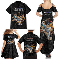 Custom Rugby Southern Hemisphere Family Matching Summer Maxi Dress and Hawaiian Shirt Argentina AUNZ South Africa Mascot Black LT9 - Polynesian Pride