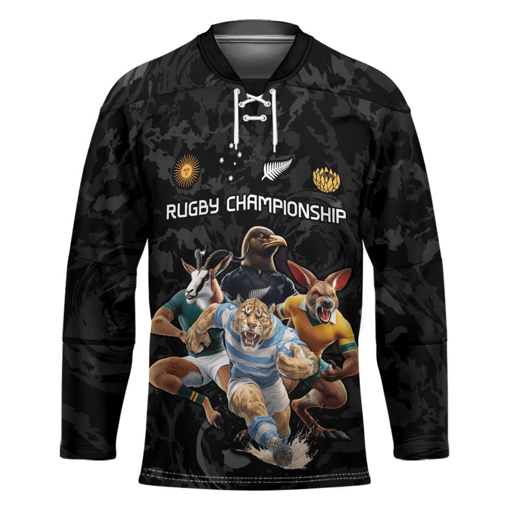 Custom Rugby Southern Hemisphere Hockey Jersey Argentina AUNZ South Africa Mascot Black LT9 Unisex Black - Polynesian Pride