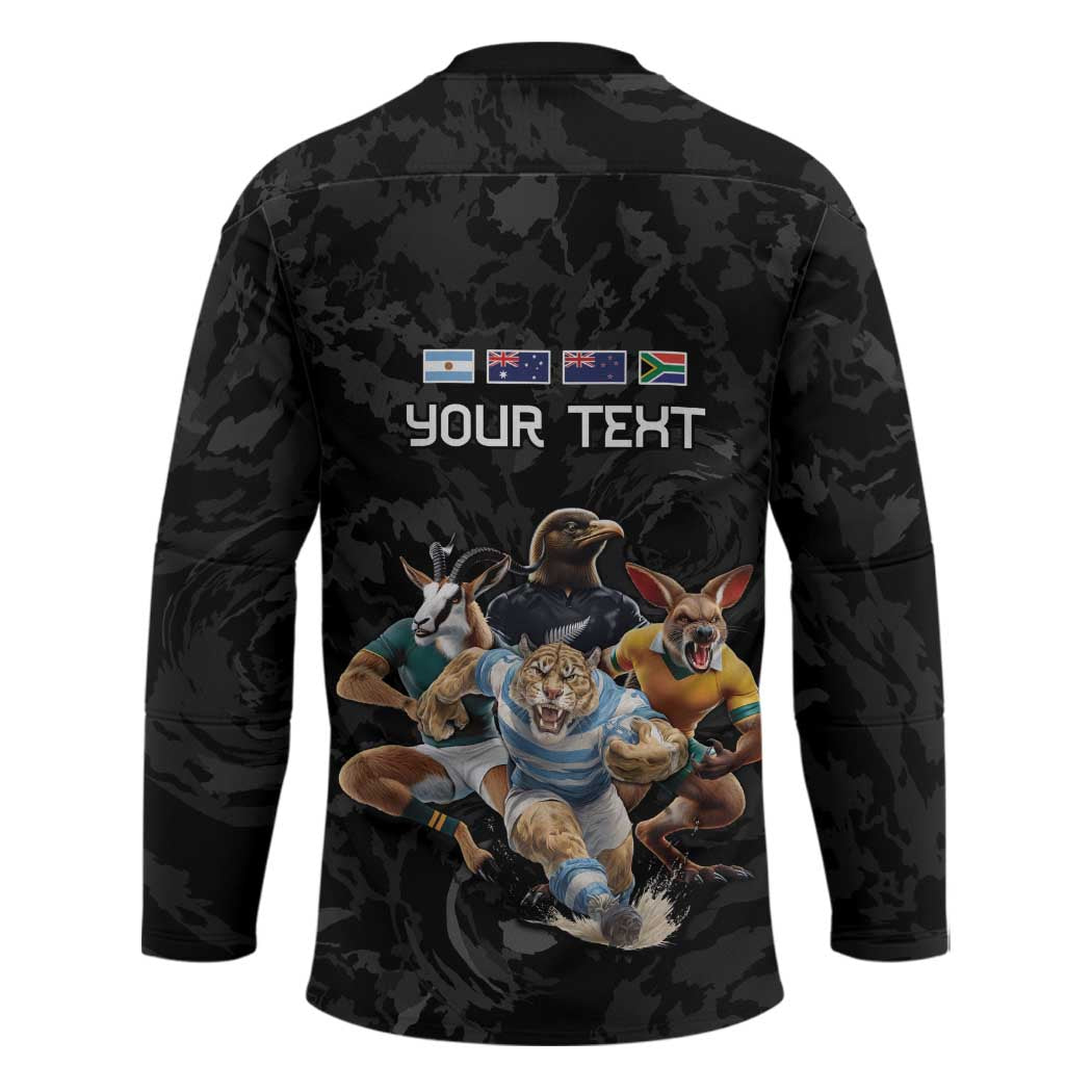 Custom Rugby Southern Hemisphere Hockey Jersey Argentina AUNZ South Africa Mascot Black LT9 - Polynesian Pride