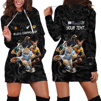 Custom Rugby Southern Hemisphere Hoodie Dress Argentina AUNZ South Africa Mascot Black LT9 - Polynesian Pride