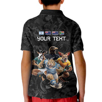 Custom Rugby Southern Hemisphere Kid Polo Shirt Argentina AUNZ South Africa Mascot Black LT9 - Polynesian Pride