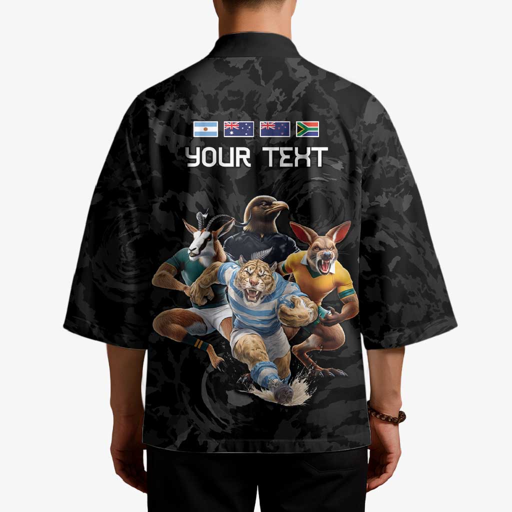 Custom Rugby Southern Hemisphere Kimono Argentina AUNZ South Africa Mascot Black - Polynesian Pride