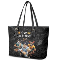 Custom Rugby Southern Hemisphere Leather Tote Bag Argentina AUNZ South Africa Mascot Black LT9 - Polynesian Pride