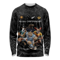 Custom Rugby Southern Hemisphere Long Sleeve Shirt Argentina AUNZ South Africa Mascot Black - Polynesian Pride