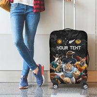 Custom Rugby Southern Hemisphere Luggage Cover Argentina AUNZ South Africa Mascot Black LT9 - Polynesian Pride