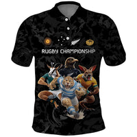 Custom Rugby Southern Hemisphere Polo Shirt Argentina AUNZ South Africa Mascot Black LT9 Black - Polynesian Pride