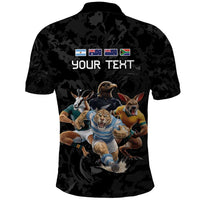 Custom Rugby Southern Hemisphere Polo Shirt Argentina AUNZ South Africa Mascot Black LT9 - Polynesian Pride