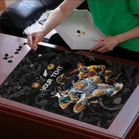 Custom Rugby Southern Hemisphere Puzzle Argentina AUNZ South Africa Mascot Black - Polynesian Pride