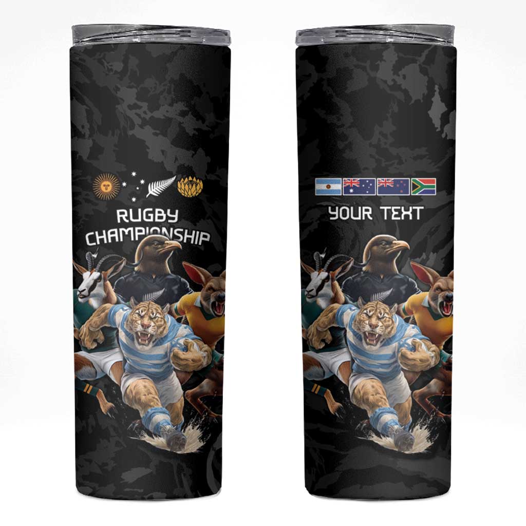 Custom Rugby Southern Hemisphere Skinny Tumbler Argentina AUNZ South Africa Mascot Black LT9 Black - Polynesian Pride