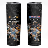 Custom Rugby Southern Hemisphere Skinny Tumbler Argentina AUNZ South Africa Mascot Black LT9 Black - Polynesian Pride
