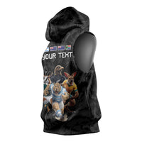 Custom Rugby Southern Hemisphere Sleeveless Hoodie Argentina AUNZ South Africa Mascot Black LT9 - Polynesian Pride