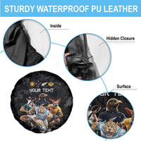 Custom Rugby Southern Hemisphere Spare Tire Cover Argentina AUNZ South Africa Mascot Black LT9 - Polynesian Pride