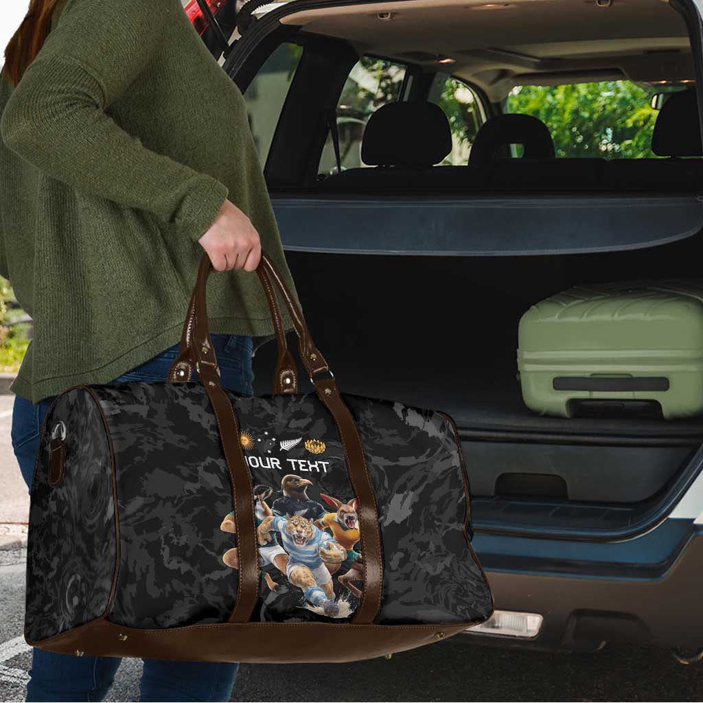 Custom Rugby Southern Hemisphere Travel Bag Argentina AUNZ South Africa Mascot Black LT9 - Polynesian Pride