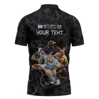Custom Rugby Southern Hemisphere Zipper Polo Shirt Argentina AUNZ South Africa Mascot Black LT9 - Polynesian Pride