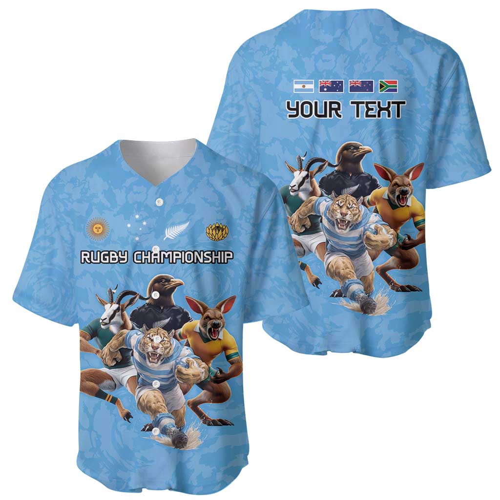 Custom Rugby Southern Hemisphere Baseball Jersey Argentina AUNZ South Africa Mascot Blue - Polynesian Pride