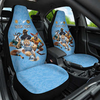 Custom Rugby Southern Hemisphere Car Seat Cover Argentina AUNZ South Africa Mascot Blue LT9 One Size Blue - Polynesian Pride