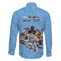 Custom Rugby Southern Hemisphere Family Matching Long Sleeve Bodycon Dress and Hawaiian Shirt Argentina AUNZ South Africa Mascot Blue LT9 - Polynesian Pride