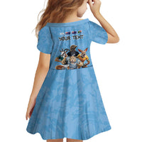 Custom Rugby Southern Hemisphere Family Matching Summer Maxi Dress and Hawaiian Shirt Argentina AUNZ South Africa Mascot Blue LT9 - Polynesian Pride