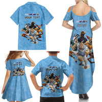 Custom Rugby Southern Hemisphere Family Matching Summer Maxi Dress and Hawaiian Shirt Argentina AUNZ South Africa Mascot Blue LT9 - Polynesian Pride