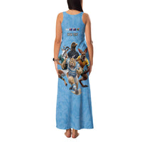 Custom Rugby Southern Hemisphere Family Matching Tank Maxi Dress and Hawaiian Shirt Argentina AUNZ South Africa Mascot Blue LT9 - Polynesian Pride