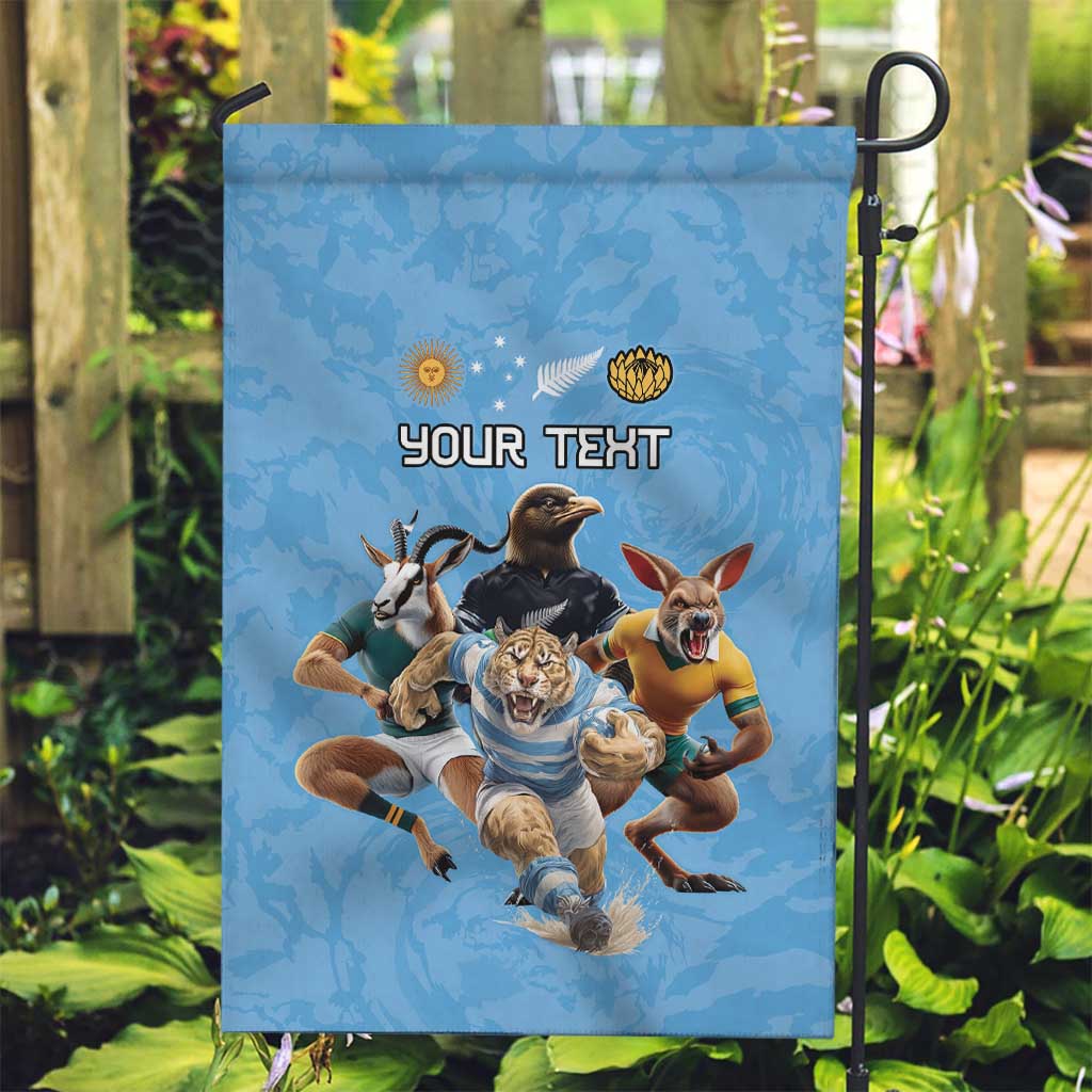 Custom Rugby Southern Hemisphere Garden Flag Argentina AUNZ South Africa Mascot Blue LT9 Garden Flag Blue - Polynesian Pride