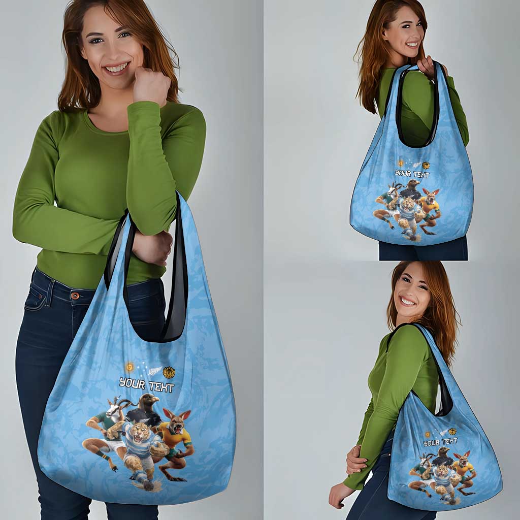 Custom Rugby Southern Hemisphere Grocery Bag Argentina AUNZ South Africa Mascot Blue - Polynesian Pride