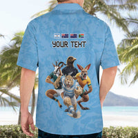 Custom Rugby Southern Hemisphere Hawaiian Shirt Argentina AUNZ South Africa Mascot Blue LT9 - Polynesian Pride