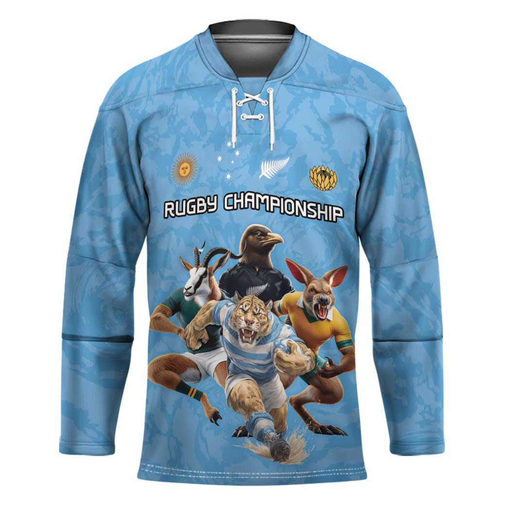 Custom Rugby Southern Hemisphere Hockey Jersey Argentina AUNZ South Africa Mascot Blue LT9 Unisex Blue - Polynesian Pride