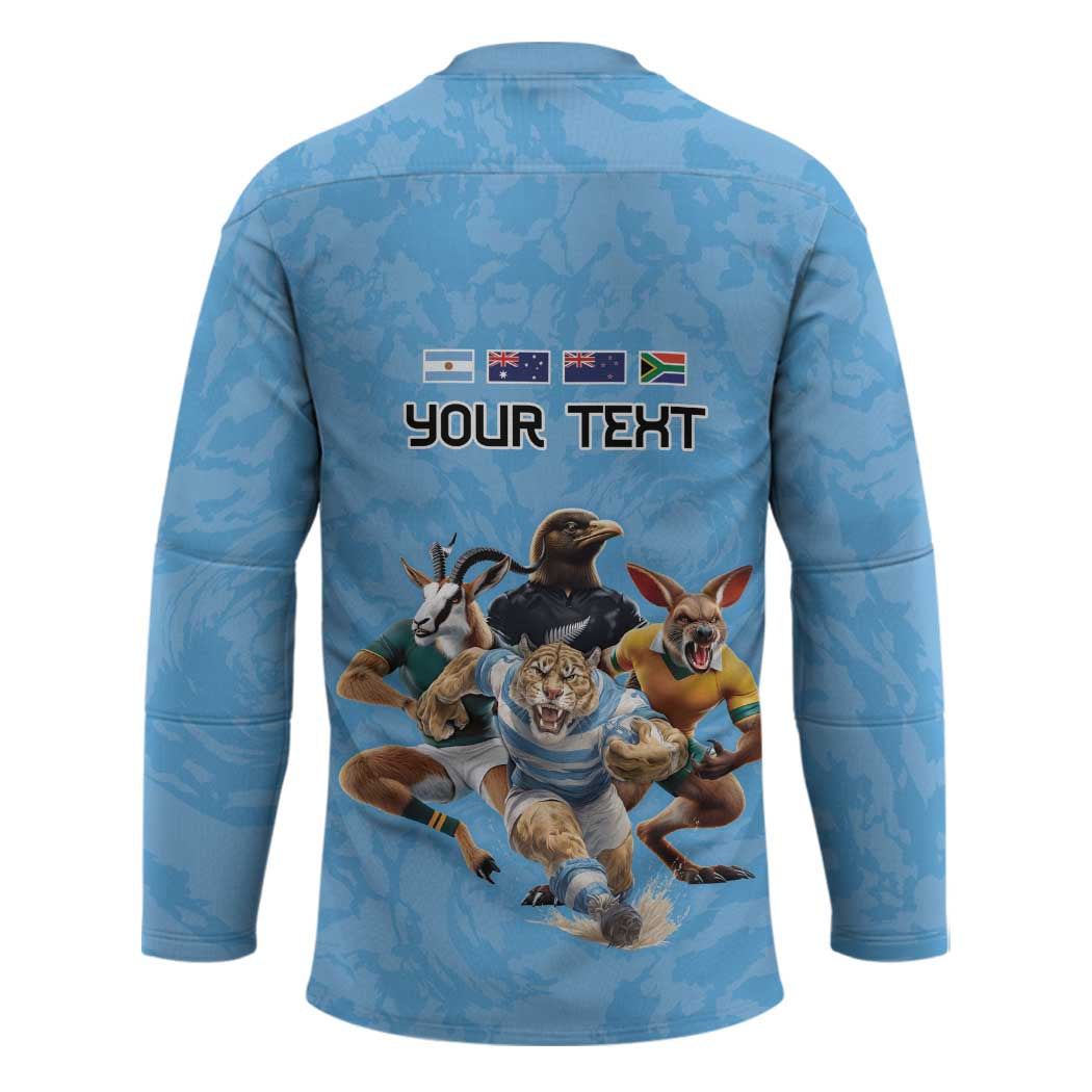 Custom Rugby Southern Hemisphere Hockey Jersey Argentina AUNZ South Africa Mascot Blue LT9 - Polynesian Pride