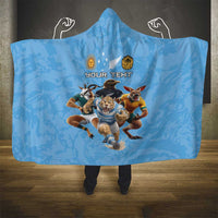 Custom Rugby Southern Hemisphere Hooded Blanket Argentina AUNZ South Africa Mascot Blue LT9 - Polynesian Pride