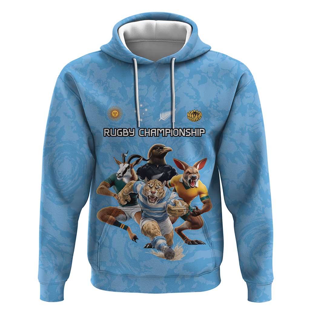 Custom Rugby Southern Hemisphere Hoodie Argentina AUNZ South Africa Mascot Blue LT9 Pullover Hoodie Blue - Polynesian Pride