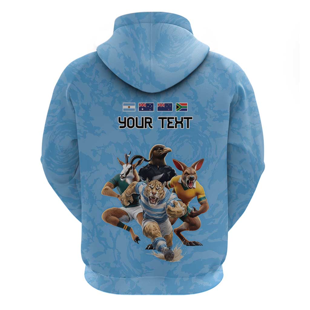Custom Rugby Southern Hemisphere Hoodie Argentina AUNZ South Africa Mascot Blue LT9 - Polynesian Pride
