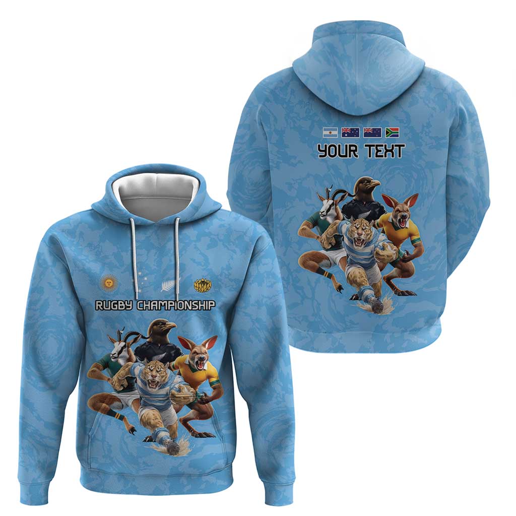 Custom Rugby Southern Hemisphere Hoodie Argentina AUNZ South Africa Mascot Blue LT9 - Polynesian Pride