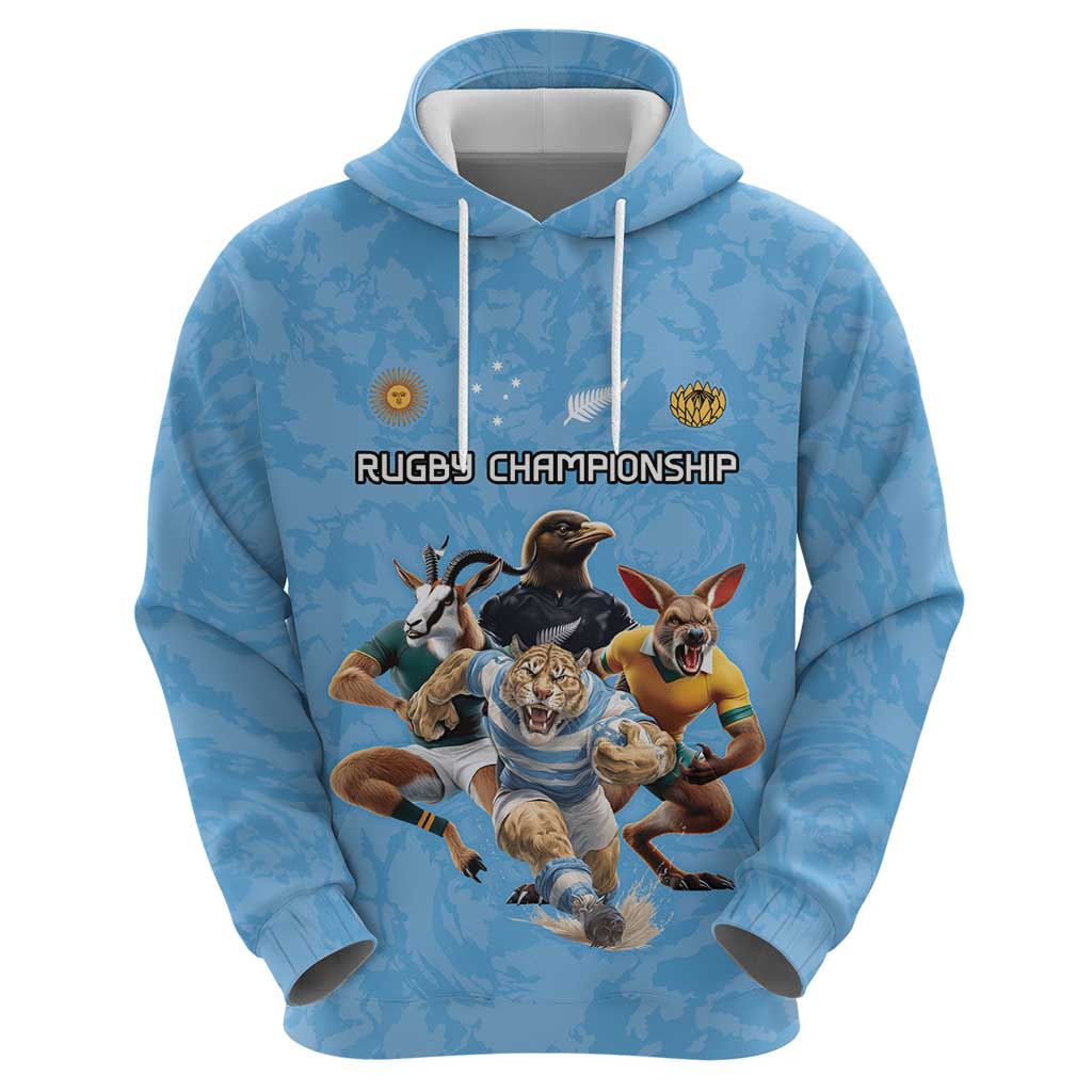 Custom Rugby Southern Hemisphere Hoodie Argentina AUNZ South Africa Mascot Blue LT9 - Polynesian Pride