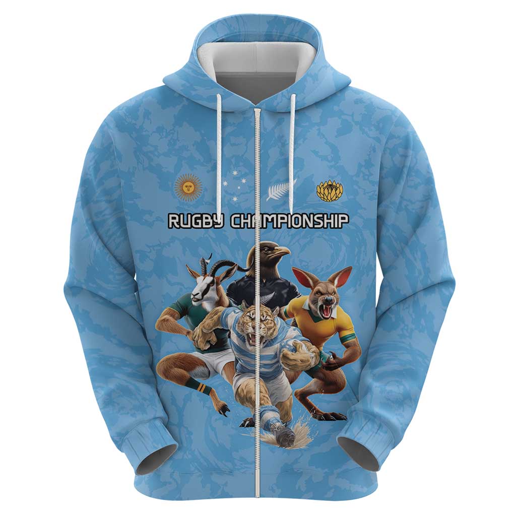 Custom Rugby Southern Hemisphere Hoodie Argentina AUNZ South Africa Mascot Blue LT9 - Polynesian Pride