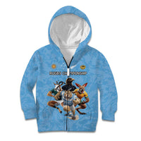 Custom Rugby Southern Hemisphere Kid Hoodie Argentina AUNZ South Africa Mascot Blue LT9 Zip Hoodie Blue - Polynesian Pride
