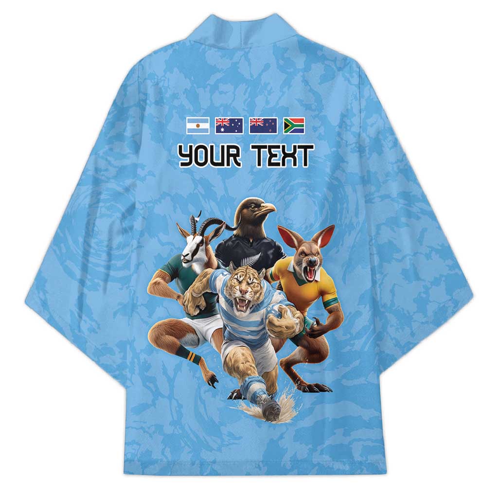 Custom Rugby Southern Hemisphere Kimono Argentina AUNZ South Africa Mascot Blue - Polynesian Pride